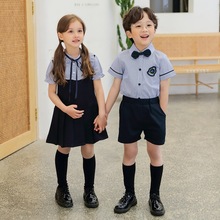夏装新款纯棉衬衫校服套装幼儿园园服中小学生毕业季儿童短袖班服