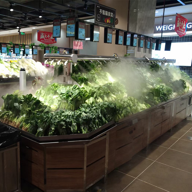 超市蔬菜架喷雾机 火锅店餐饮保鲜加湿器 生鲜水果蔬菜雾化加湿机