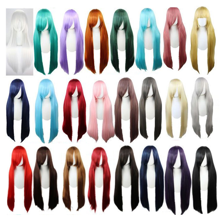 Beautiful Cartoon Universal Wig Mao Niang Cos Modeling High-Temperature Fiber Simulation Color Long Hair Silk Bangs Headgear Wholesale