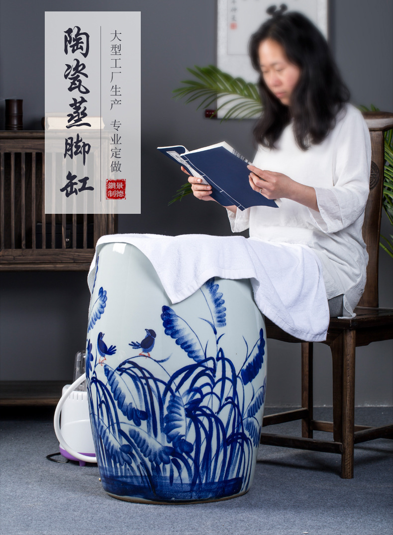 陶瓷蒸脚缸负离子足翁瓷樽熏蒸足瓮能量足缸中药艾灸蒸脚桶足疗翁