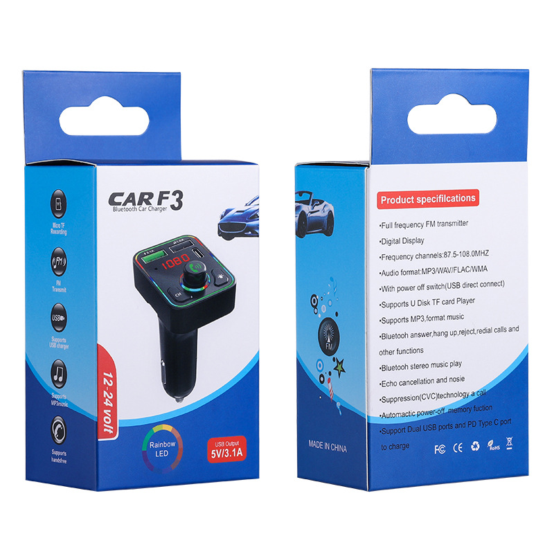 Car F3 Bluetooth Mp3 Player Bluetooth 5.0 Chip U Disk/Tf Card Plug-and-Play Lossless Music