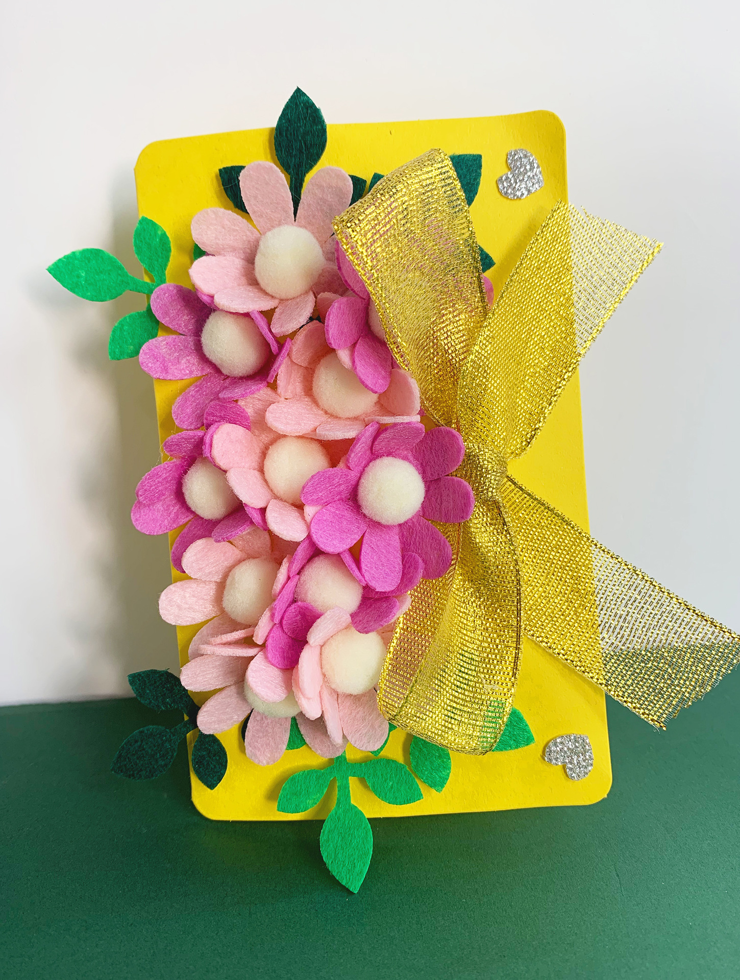 儿童手工不织布仿真花感恩贺卡 幼儿园创意diy毛毡材料包老师礼物