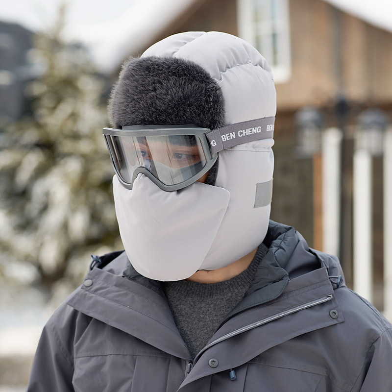 男士冬季新款雷锋帽户外防寒保暖东北遮脸防风骑车棉帽子冬天男款