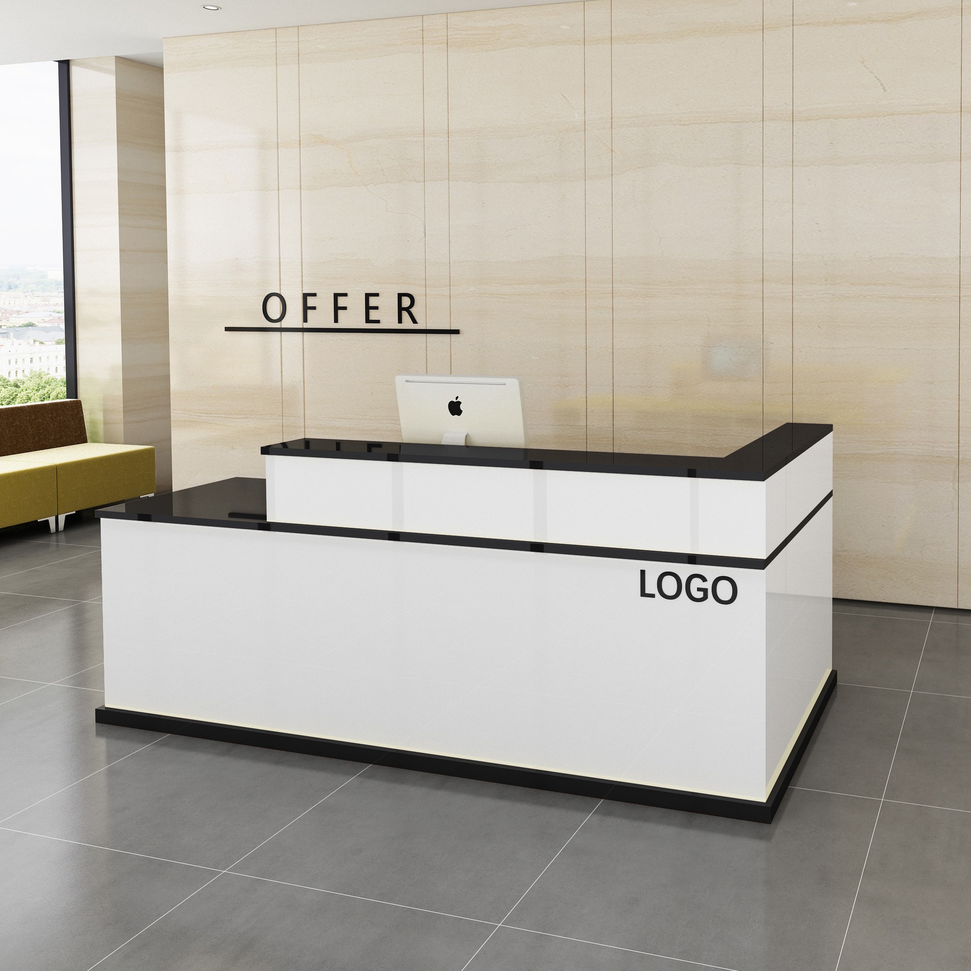 公司前台收银台转角现代简约小型柜台奶茶小吃店理发店前台接待台