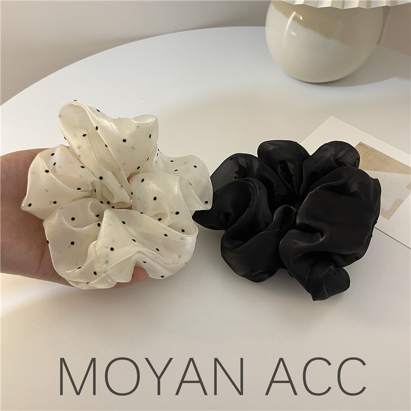 French Gentle Polka Dot Large Intestine Hair Band Female Mori Temperament Headband 2022 New Internet Celebrity Tie up a Bun Hairstyle Leather Case