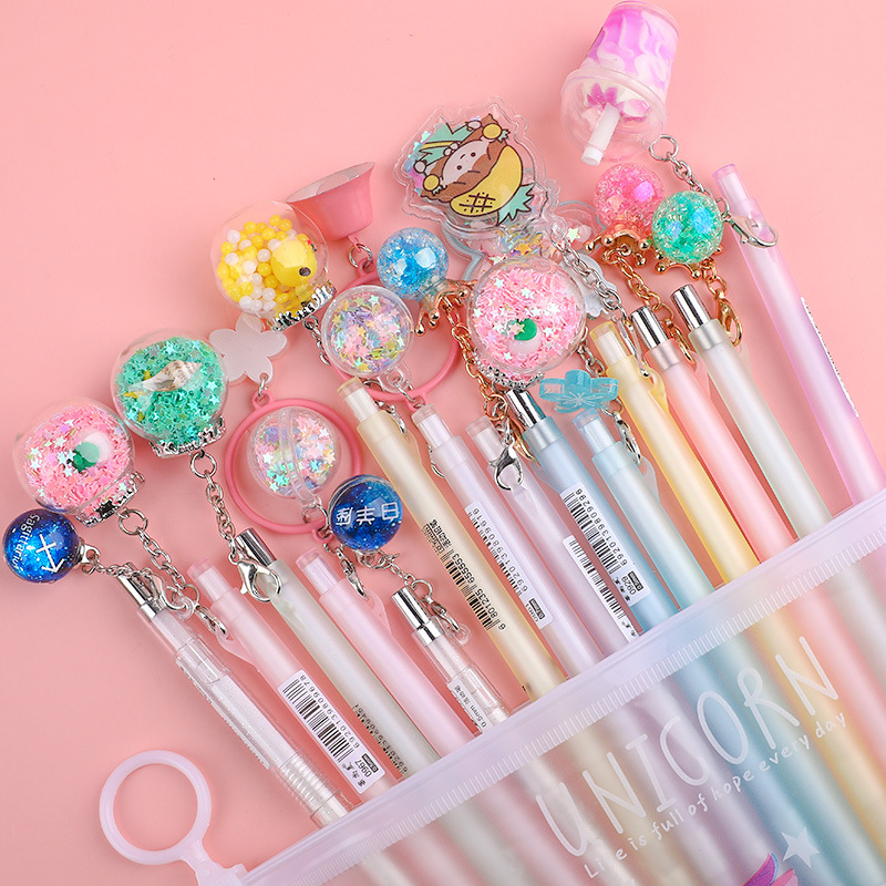 创意少女心吊坠自动铅笔0.5十二星座可爱挂件羽毛樱花0.7学生活动