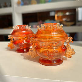 南京博物院文创小粉炉树脂摆件芙蓉石蟠螭耳炉故宫旅游纪念伴手礼