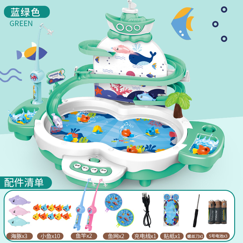 Children's Multifunctional Suspension Fishing Table Toy Magnetic Fishing Plate Electric Fishing Toy Boys and Girls Desktop Game