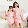 girl Nightdress Short sleeved pure cotton summer children pajamas Thin section Parenting baby Princess Dress girl Mother and daughter Home Furnishings