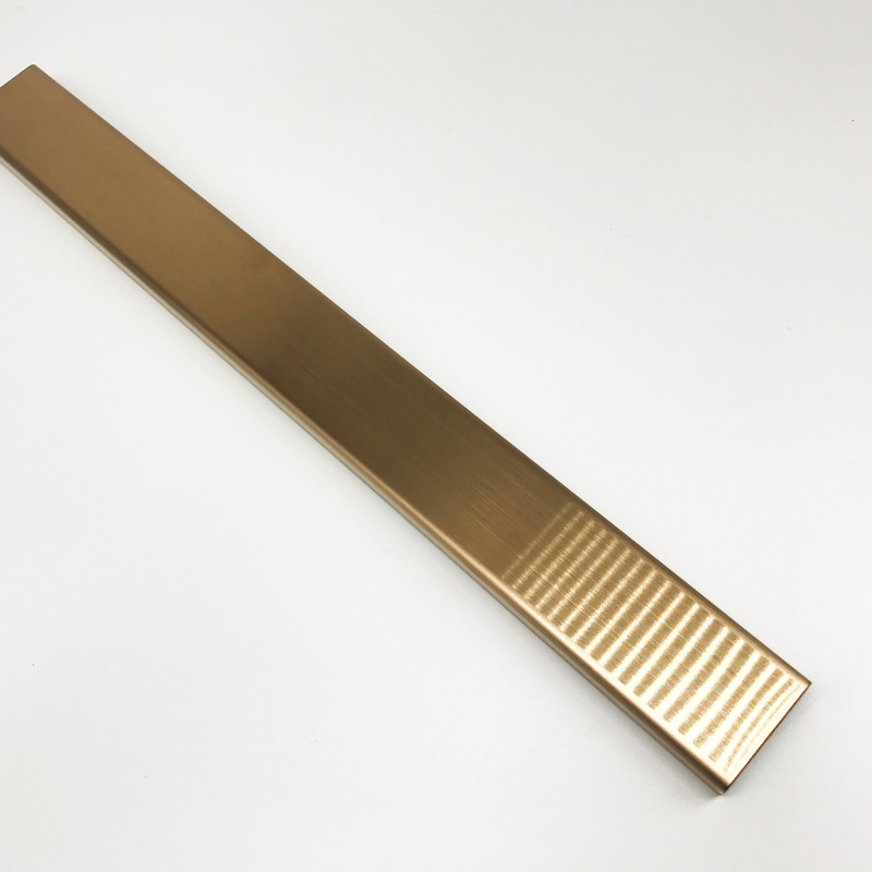 不锈钢踢脚线拉丝玫瑰金表面u型装饰条20*20*20家庭美缝收边