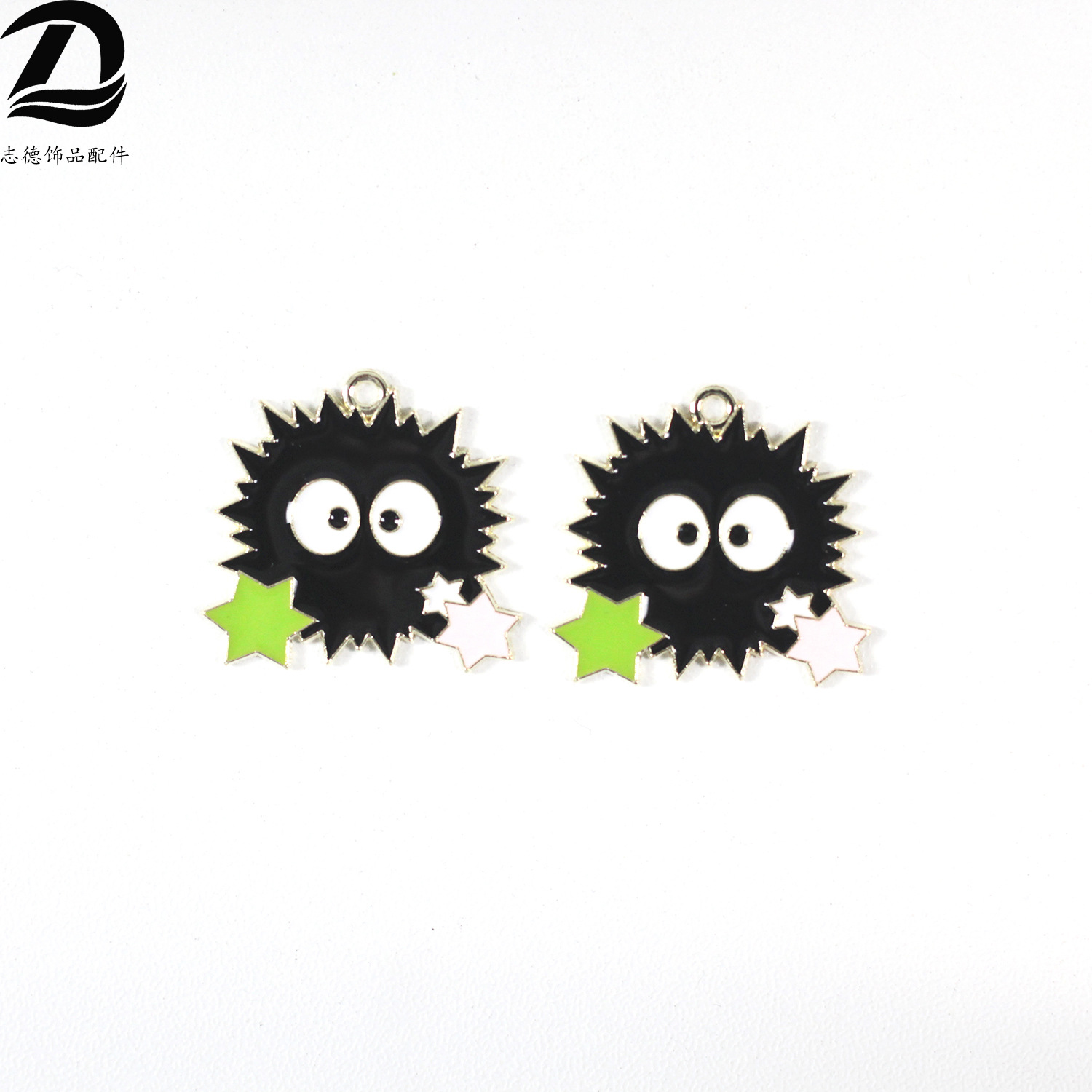 厂家批发 爆炸海胆星星卡通滴油合金饰品配件皮筋项链挂件吊坠