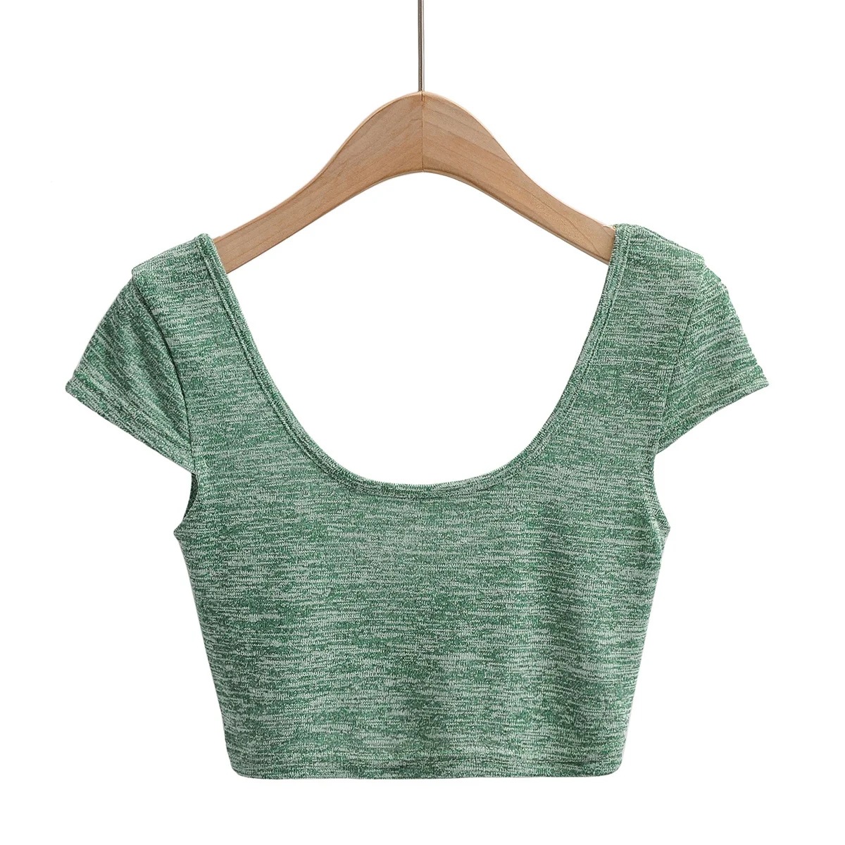 性感包肩袖 大u领包身超短露脐夏季t恤 欧美风女装辣妹夏季小坎