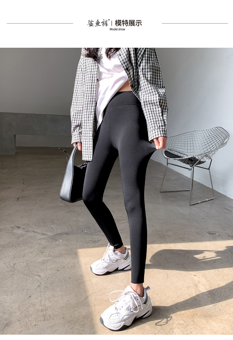 加绒鲨鱼裤鲨鱼皮打底裤女外穿秋冬紧身束腰芭比收腹压力瑜伽裤女