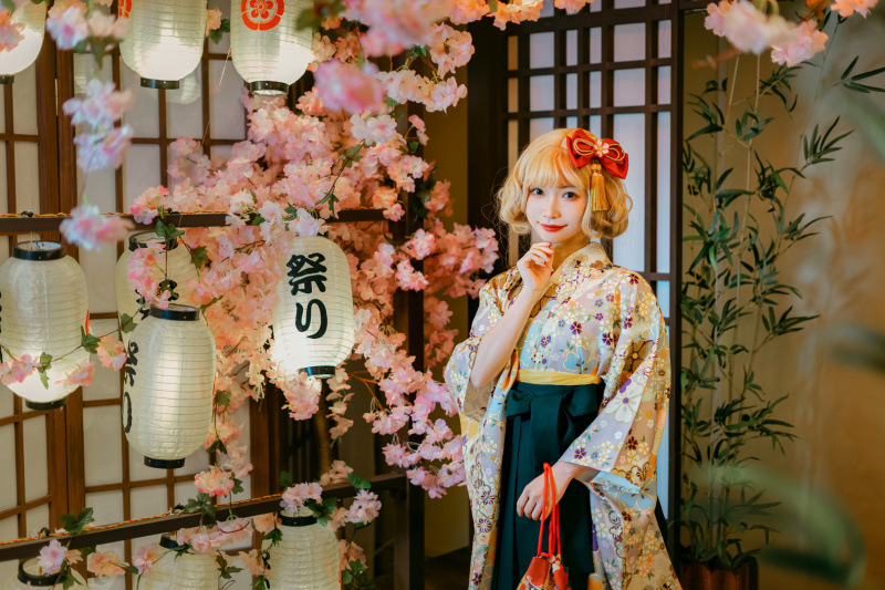 日本和服女传统大正风二尺袖袴套装和风传统毕业季礼服和装正装