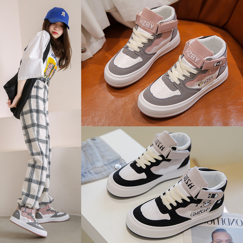 2022年秋季新款厚底高帮板鞋子女学生少女系运动休闲小白鞋女鞋子