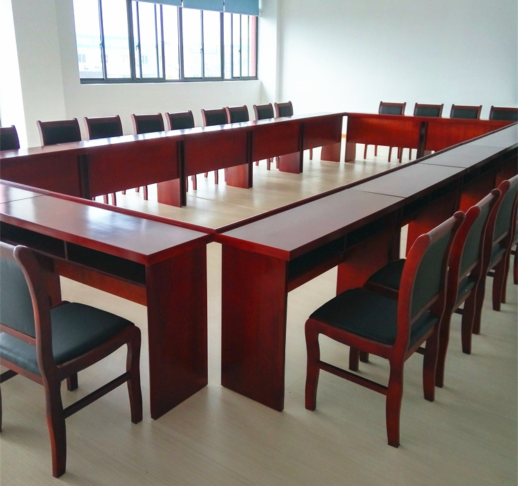会议室长桌双人条桌会议条形桌员工木皮培训桌会议室条形桌椅组合