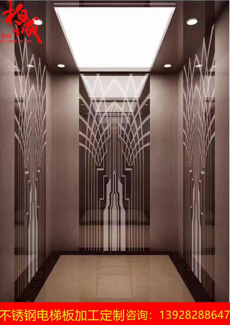 304不锈钢蚀刻板轿厢电梯门腐蚀装饰板仿古局部喷砂ktv别墅雕刻门
