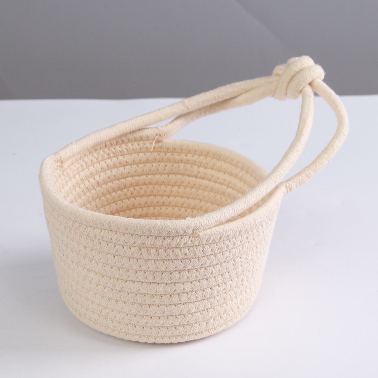 外贸收纳筐家居用品棉线编织整理筐北欧小吊篮棉绳收纳盒