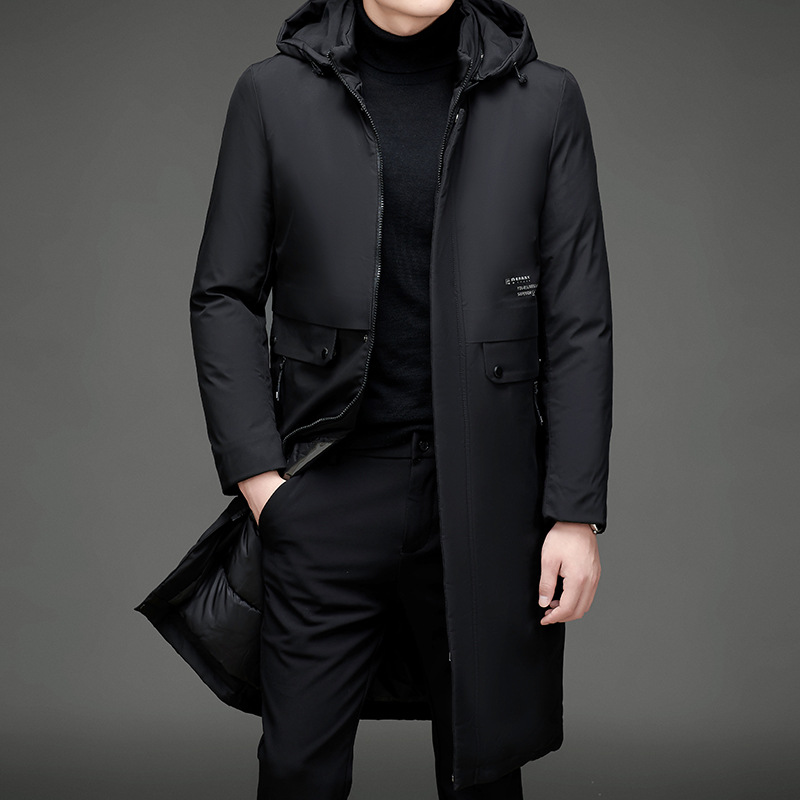 休闲长款过膝棉服加厚保暖羽绒棉棉衣男士休闲大衣连帽棉袄外套男
