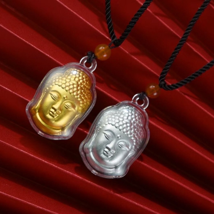 纯银佛像佛头吊坠足银笑佛 商场珠宝直播礼品银佛头项坠礼品批发