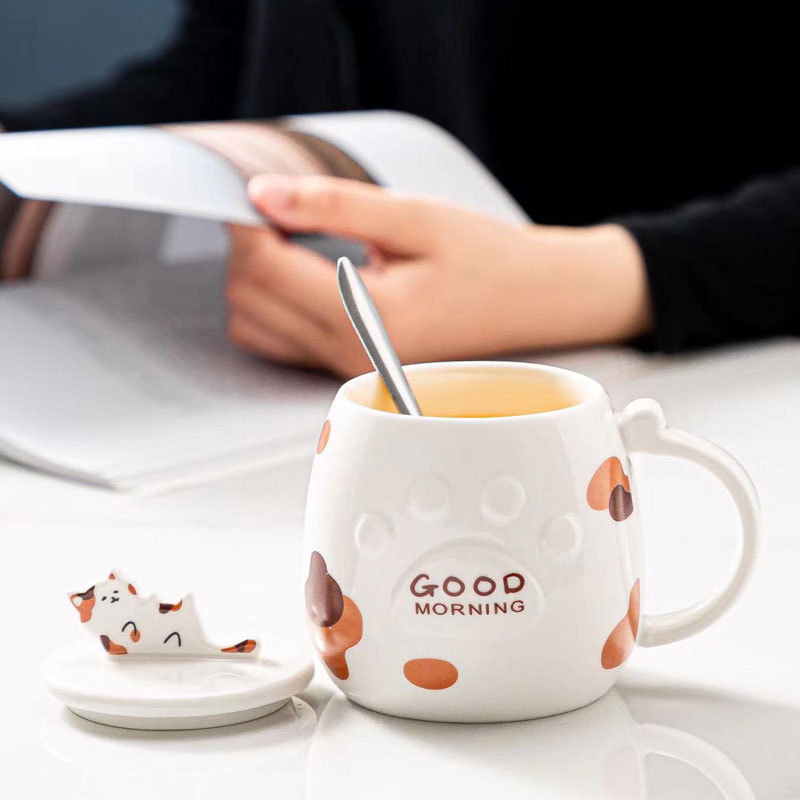 Creative Relief Cute Cat Ceramic Cup Office Water Cup Couple Mug Opening Event Gift Advertising Wholesale