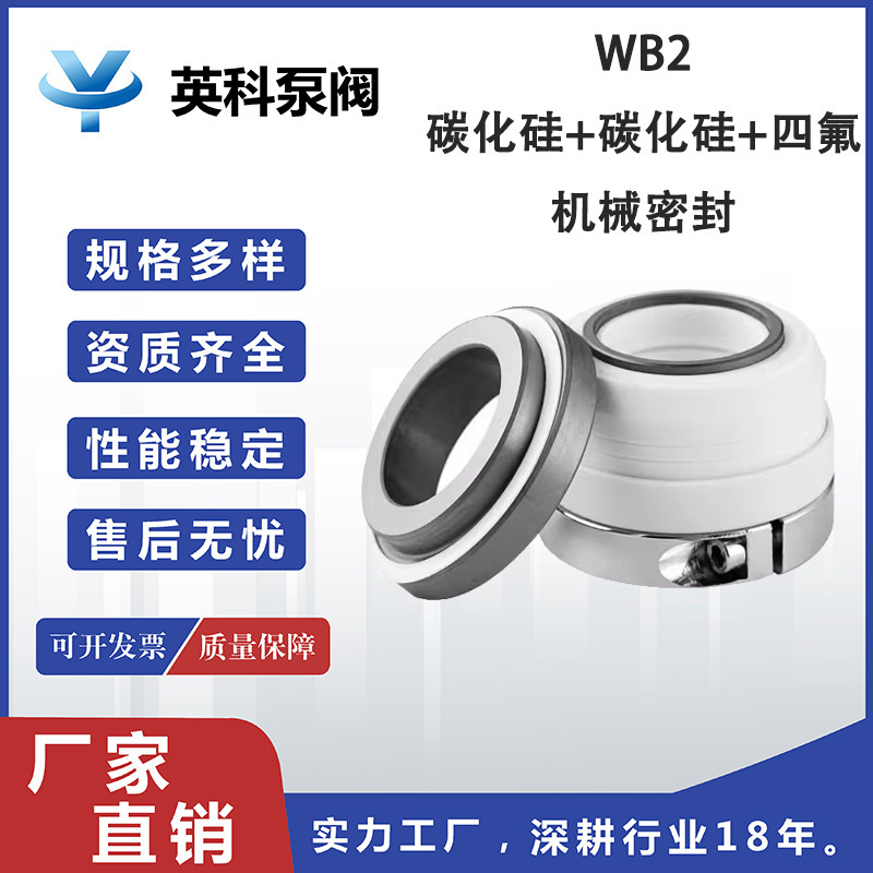 WB2机械密封152-35/40/45/50/6碳化硅四氟双台阶机封化工水泵油封