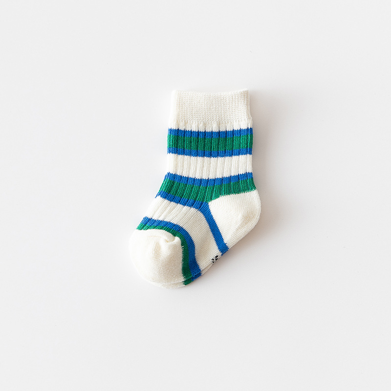 Children's Spring and Autumn Boys Socks Cotton Socks Older Children Baby Spring Striped Breathable Comfortable Autumn and Winter Mid-Calf Length Socks