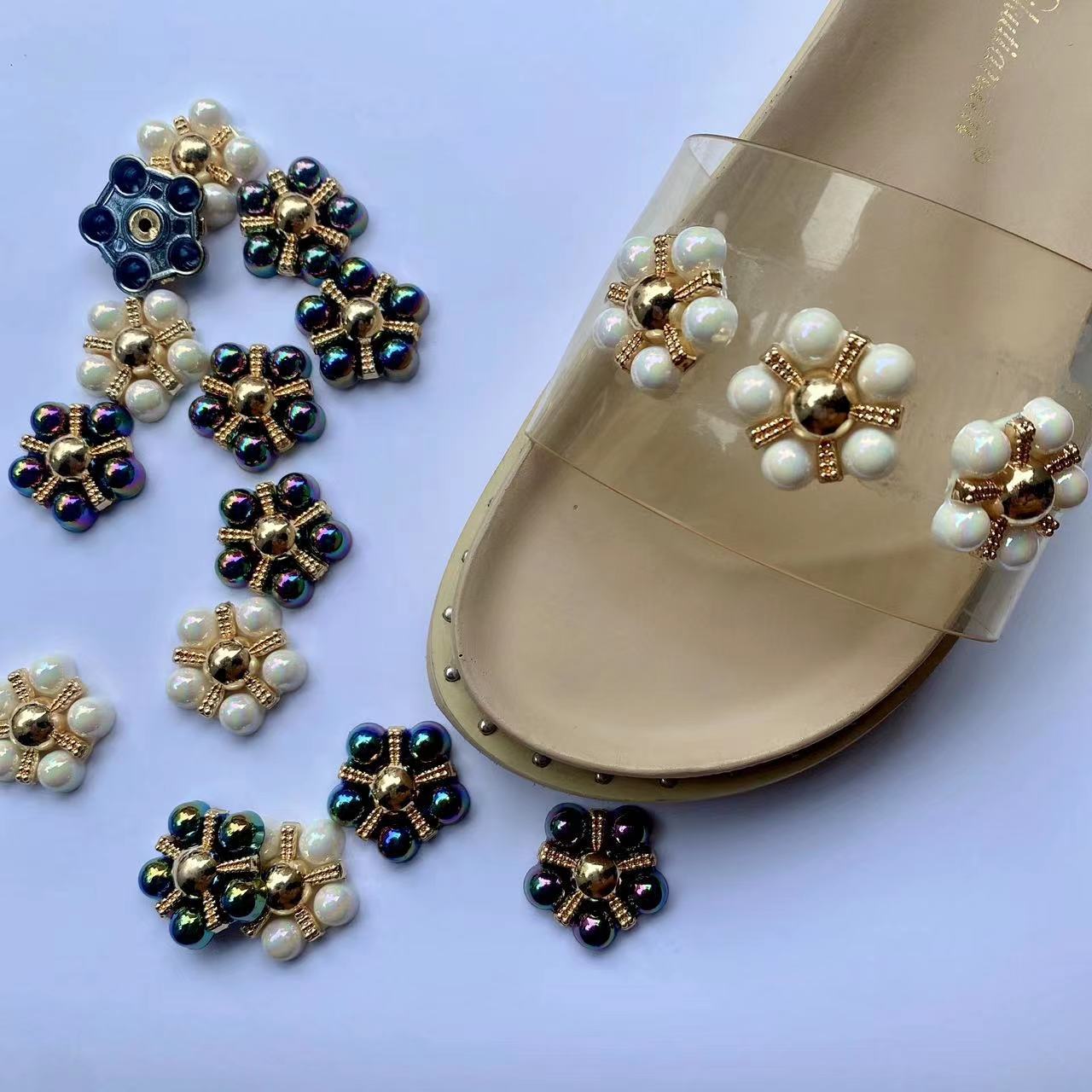 鞋花七彩花朵型配饰鞋扣辅料批发小珠花女鞋包包鞋子装饰鞋扣配件