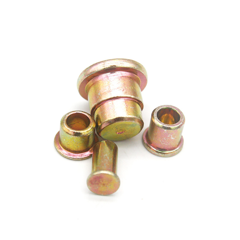 汽车用铆接冒钉冷镦加工汽车铆钉螺栓机加工铜半空心子母铆钉非标