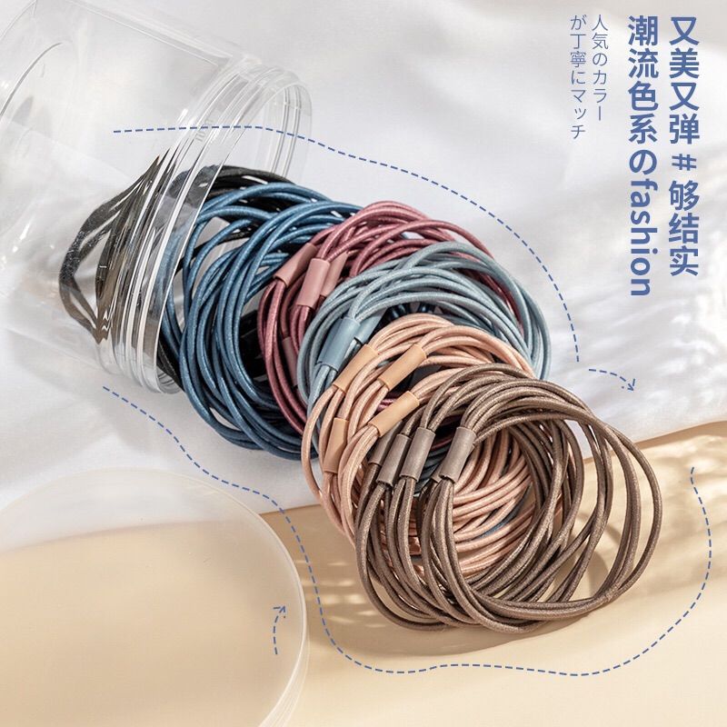 three-in-one korean style fresh black hair band colorful head rope high elastic base rubber band tie hair rope