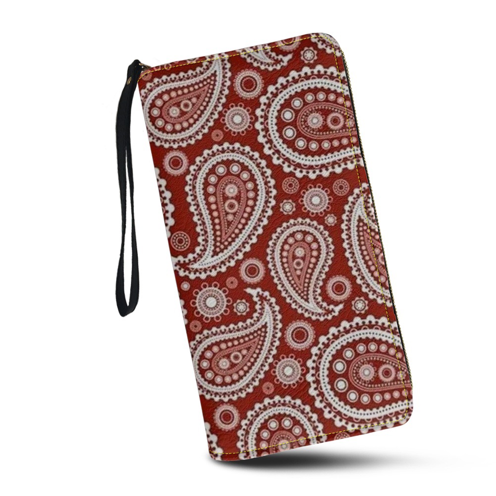 佩斯利花纹女士钱包街头时尚腰果花印度手拿包零钱卡包手带拎包