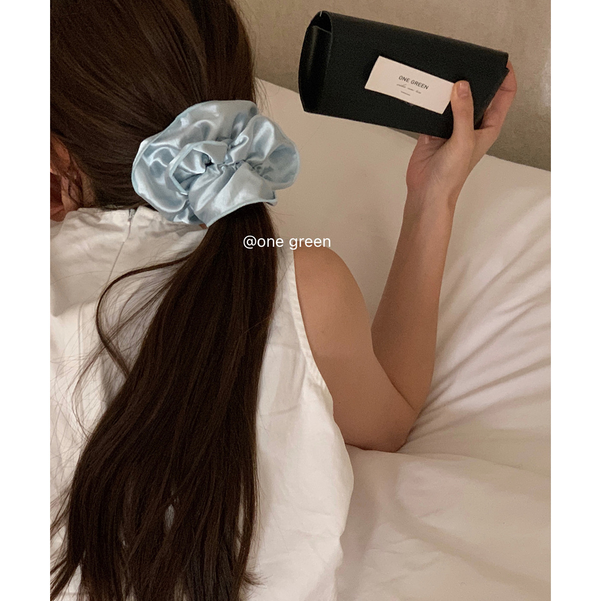Sweet Girl ~ Korean High-Grade Satin Double-Layer Pleated Hair Band Internet Celebrity Solid Color Fashionable Hair Tie Ponytail Headdress Flower Hair Accessories