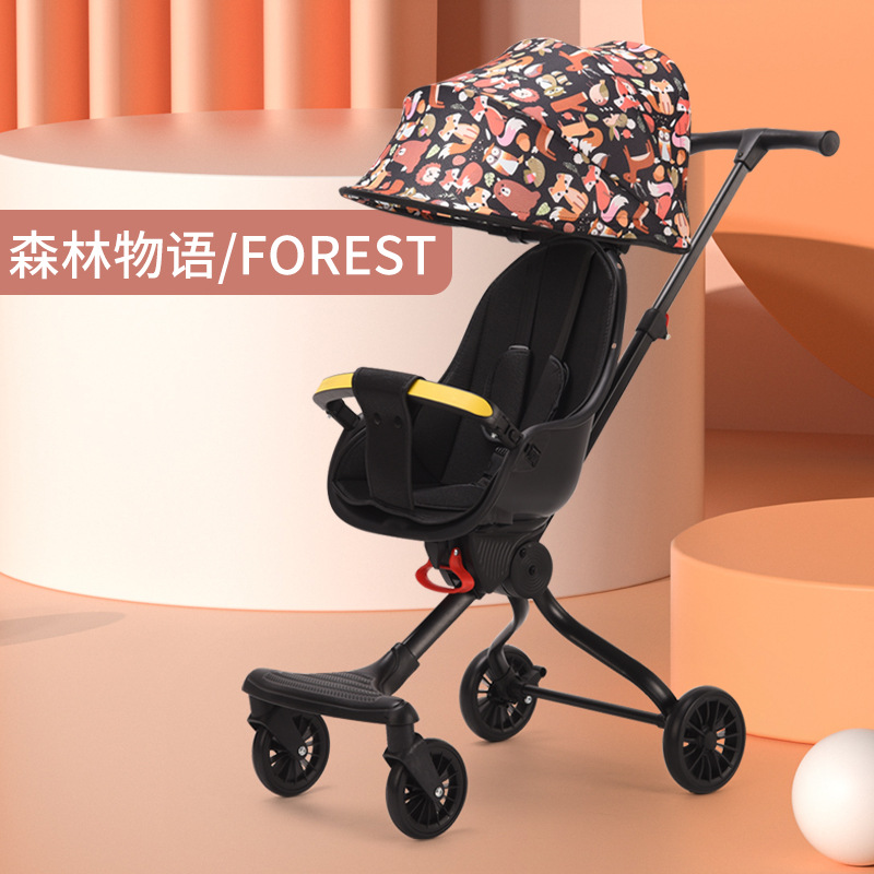 Baby Stroller One-Click Folding Baby Walking Tool Can Sit and Lie Baby Folding Cart 1-5 Years Old Baby Stroller