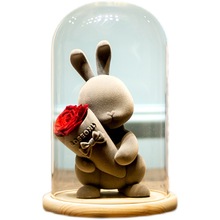 IYR7花发光玻璃罩防尘罩甜心兔告白熊工艺品摆件展示盒礼物手办