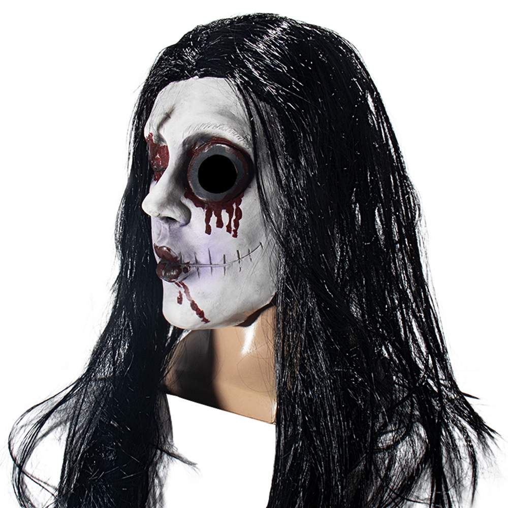 2021新品万圣节女鬼面具恐怖血疤头套鬼屋派对吓人道具