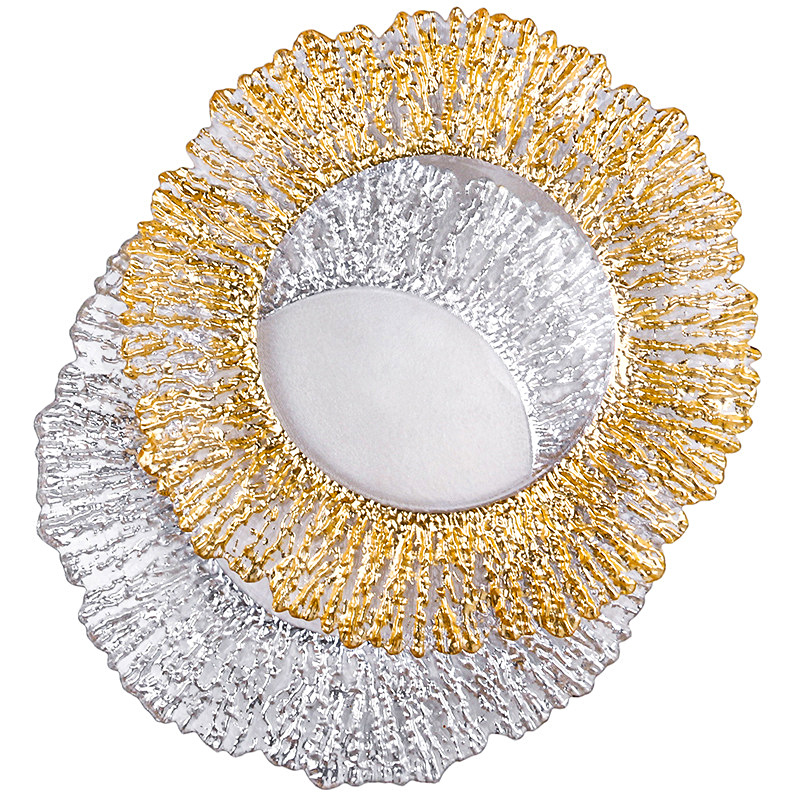 European Crystal Glass Plate 12-Inch Creative Tree Pattern Glass Fruit Plate Electroplated Gold Silver Tray Foreign Trade