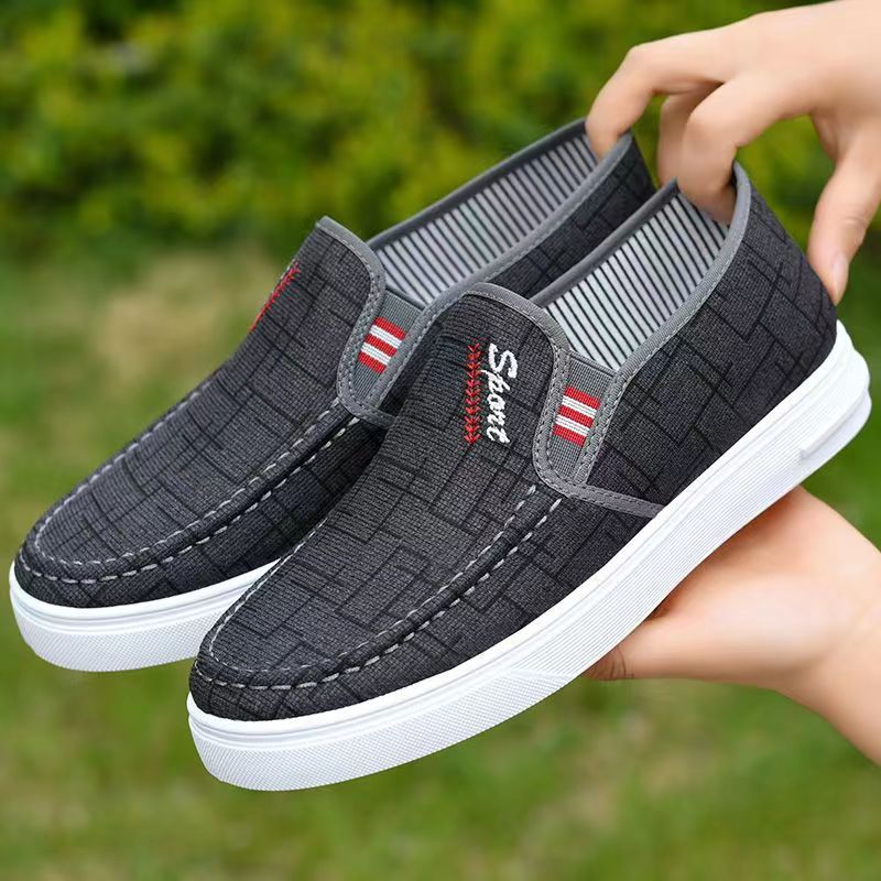 2023 New Old Beijing Cloth Shoes Daddy's Shoes for Middle-Aged and Elderly People Men's Slip-on Canvas Student Shoes Trendy Casual Shoes