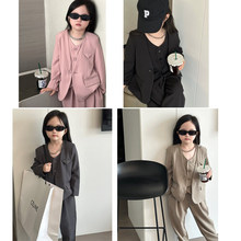 女童小西装2023秋季新款儿童西装3件套气质糖果西服韩版一件代发