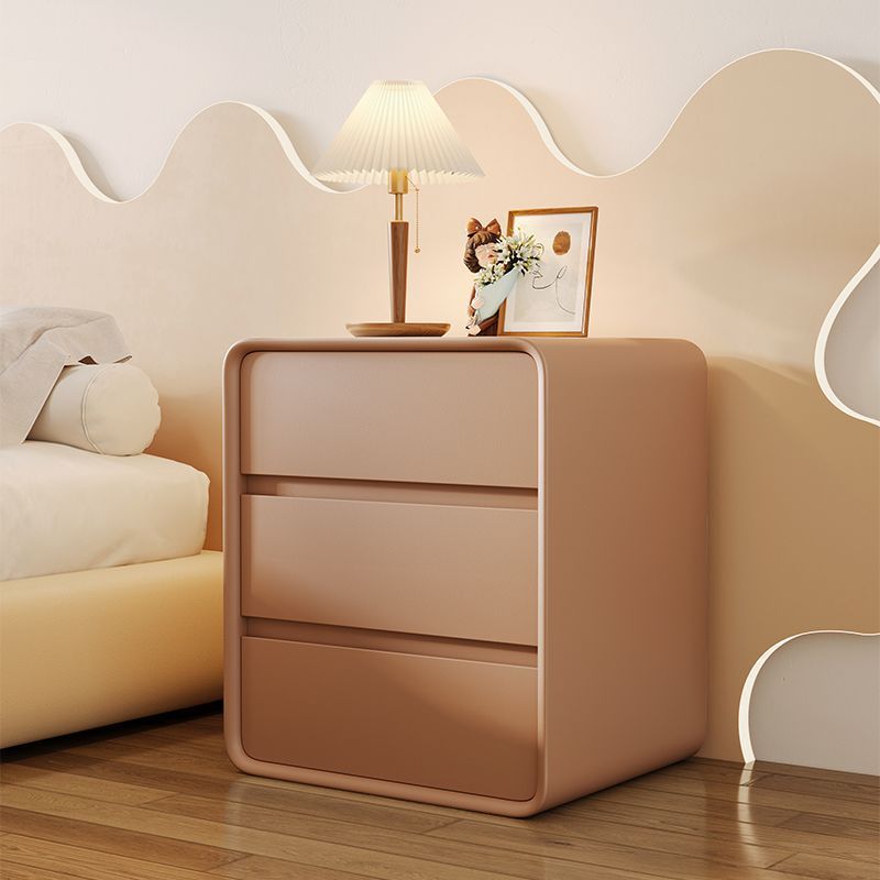 床头柜轻奢实木ins风现代奶油诧寂风三层落地家用卧室床头柜整装