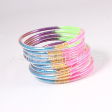 2023新款 九层硅胶管金粉Jelly bangles 手环手链跨境欧美厂家直