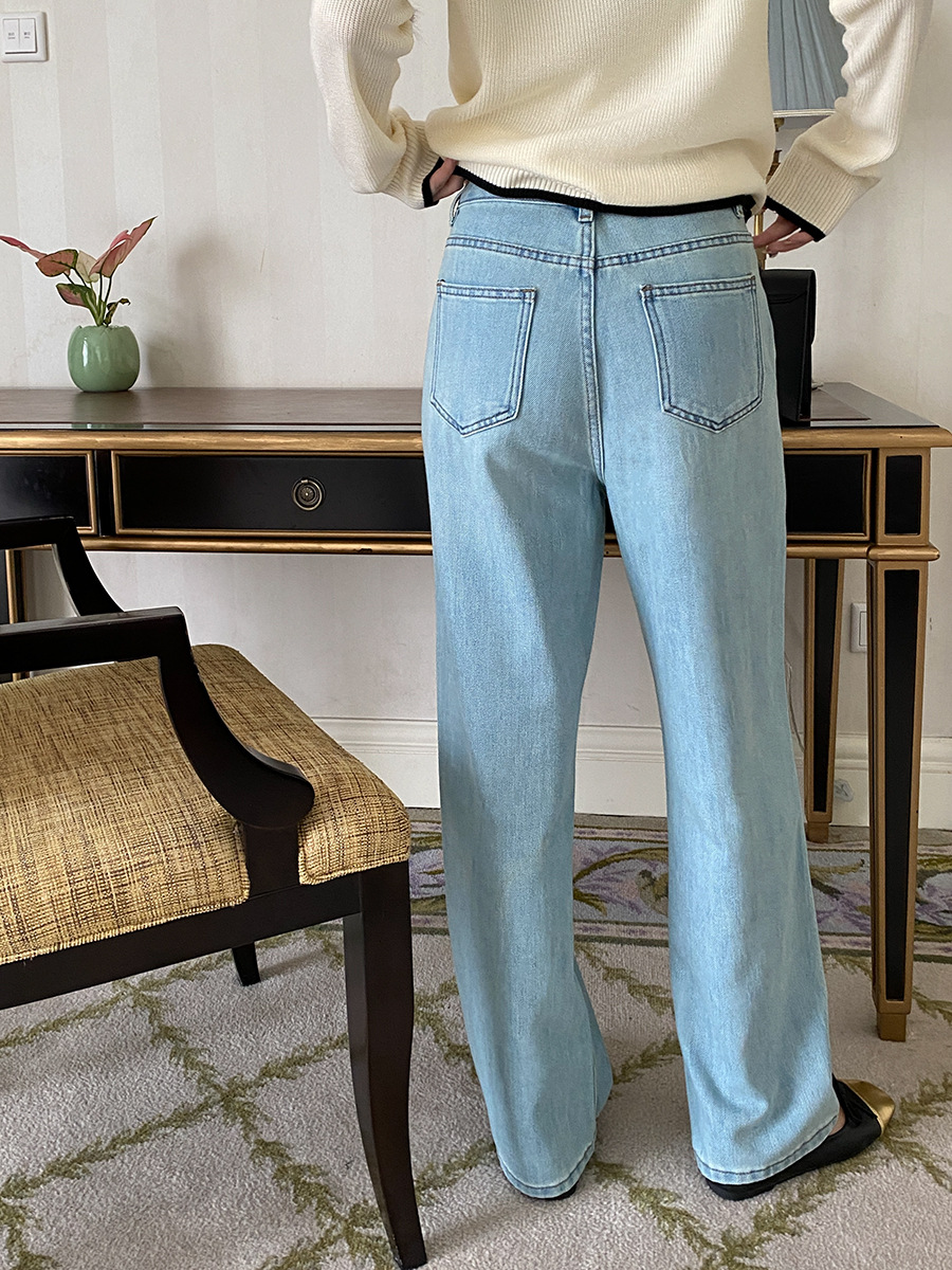 3Th Morning Comfortable Full-Length Drooping and Slimming Narrow Wide-Leg Pants Mopping Jeans Zy1225