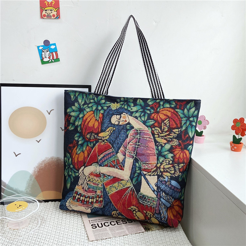 Canvas Big Bag Autumn New 2021 Korean Fashion Hand-Held Tote Cloth Bag Shoulder Large Capacity Leisure Shopping Bag