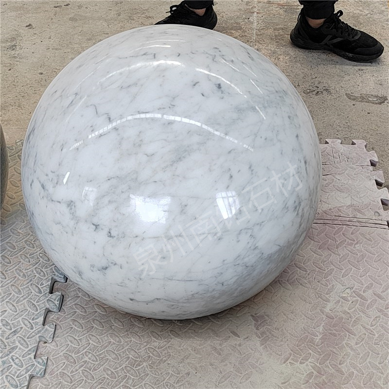 卡拉拉白中花白大理石圆球客厅别墅黑白根大理石球雕塑摆件摆设