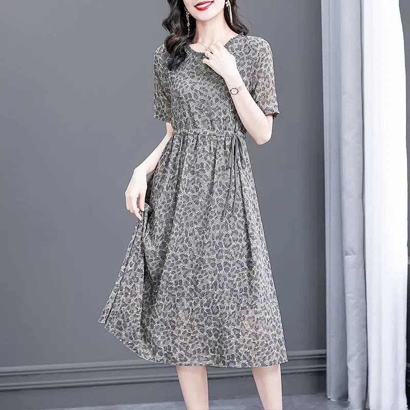 Large Size Loose Dress Dress Women's Summer Dress 2023 New Middle-Aged and Elderly Long Dress Sense Mom Dress Women's Clothing