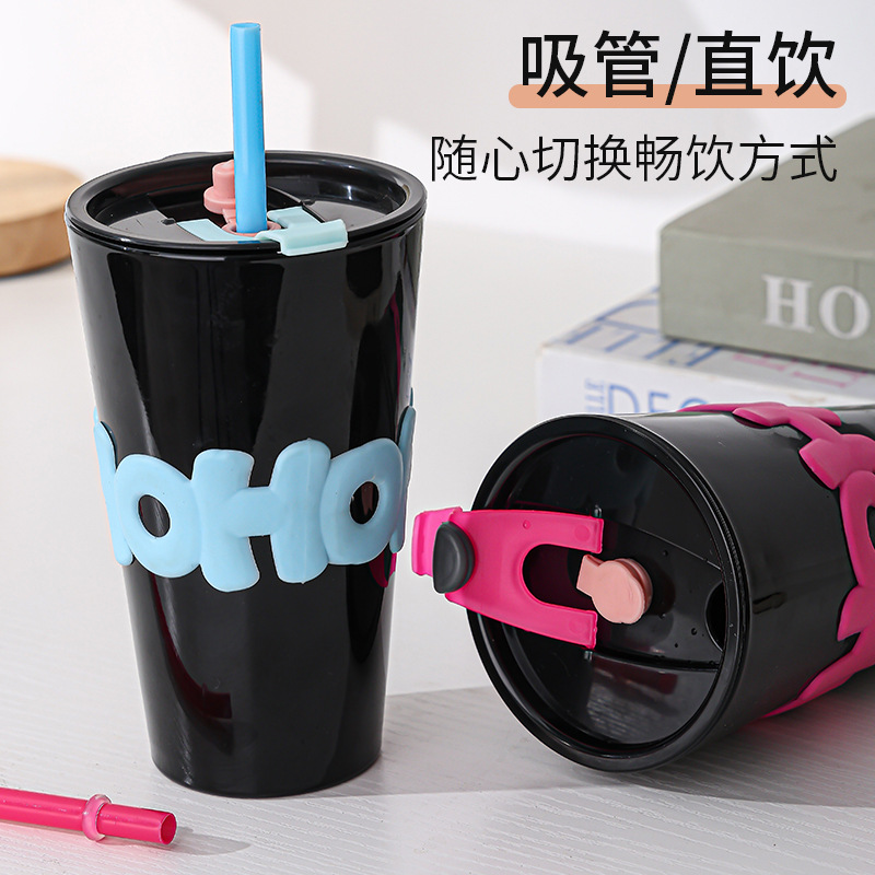 New Dopamine Internet Celebrity Straight Straw Cup Letter Cup Good-looking Large-Capacity Water Cup Office Tumbler