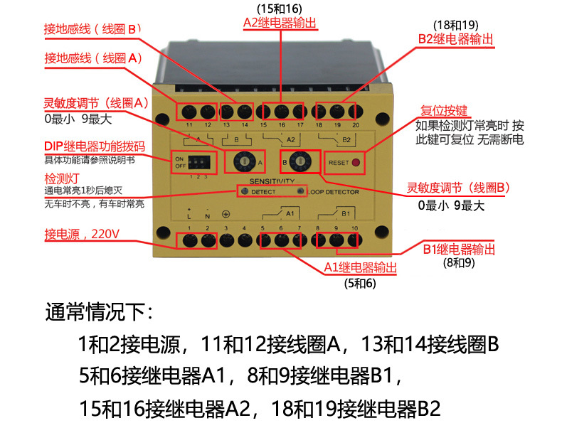 车辆检测器工业级单双路地感器单路防砸线圈车检器道闸感应控制器