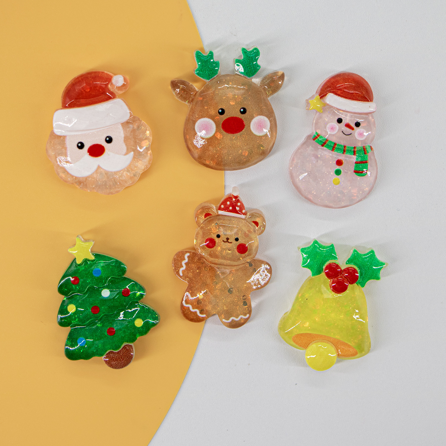 卡通圣诞系列树脂小配件圣诞老人铃铛diy手机壳发夹头绳饰品配件