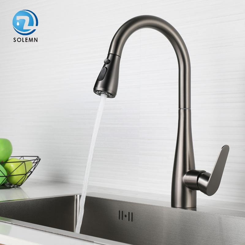 304 Stainless Steel Hot and Cold Kitchen Pull-out Washing Basin Universal Rotating Telescopic Sink Sink Mixing Faucet