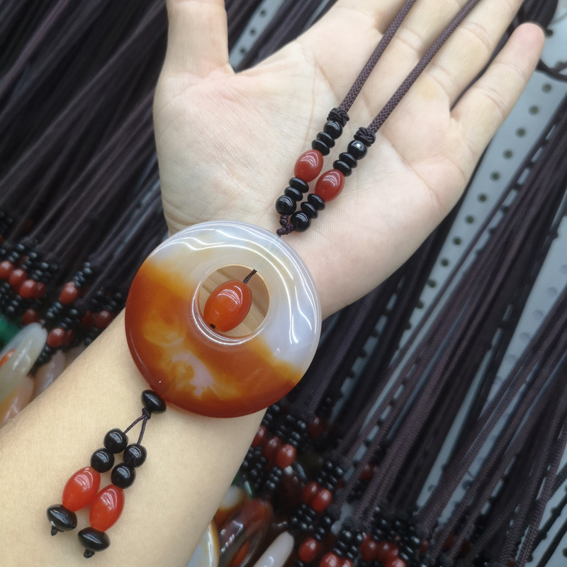 351 Agate Necklace Sweater Chain Tibet Beads Ran Stone Retro Ethnic Style Long Thick Rope Jade Safety Knot Live Broadcast