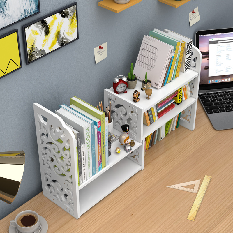 Simple Desk Storage Rack Student Dormitory Small Stretchable Bookcase Office Desk Surface Panel Bookshelf Multi-Layer Storage Rack